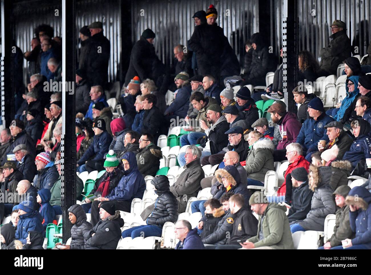 Fans in the stands during the Vanarama National League North match at Horsfall Stadium, Bradford. Stock Photo