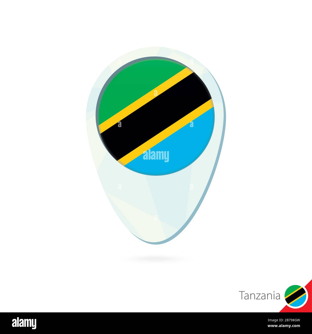 Tanzania Flag Location Map Pin Icon On White Background Vector