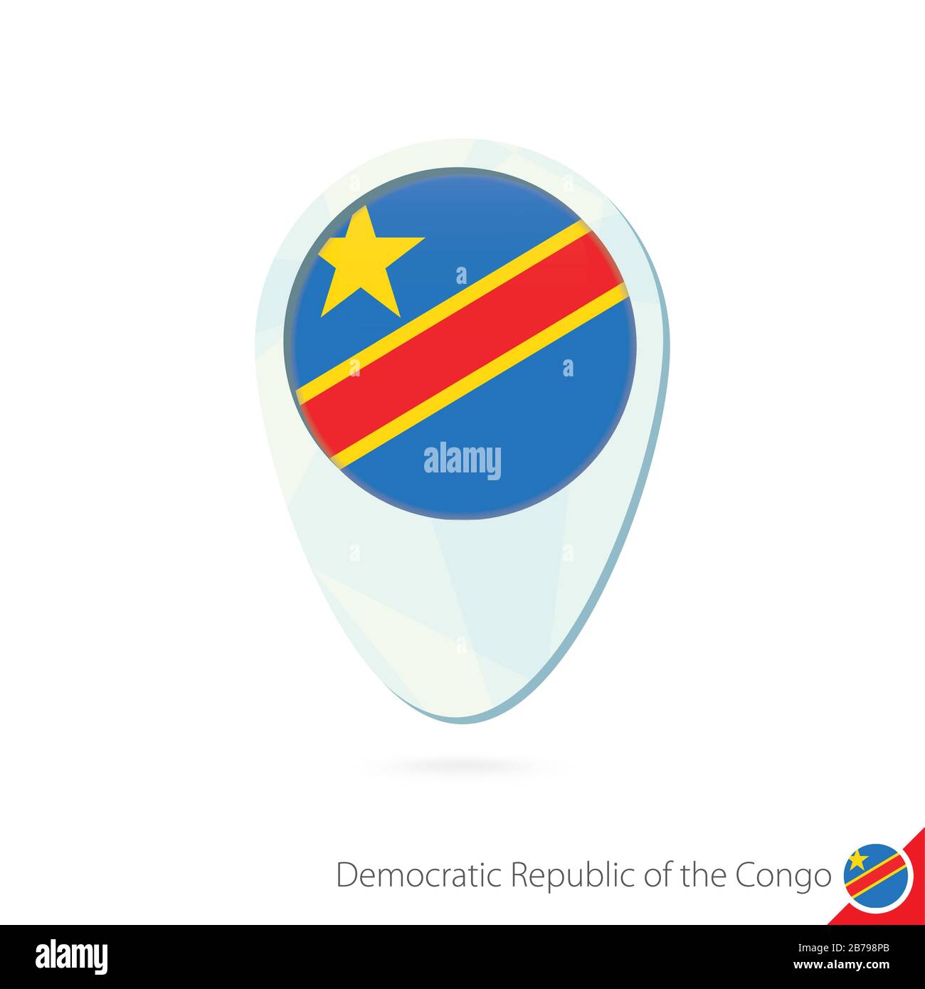 Democratic Republic of the Congo flag location map pin icon on white ...