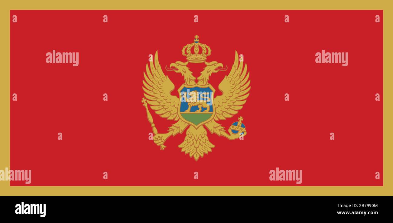 Flag of Montenegro - Montenegrin flag standard ratio - true RGB color mode Stock Photo