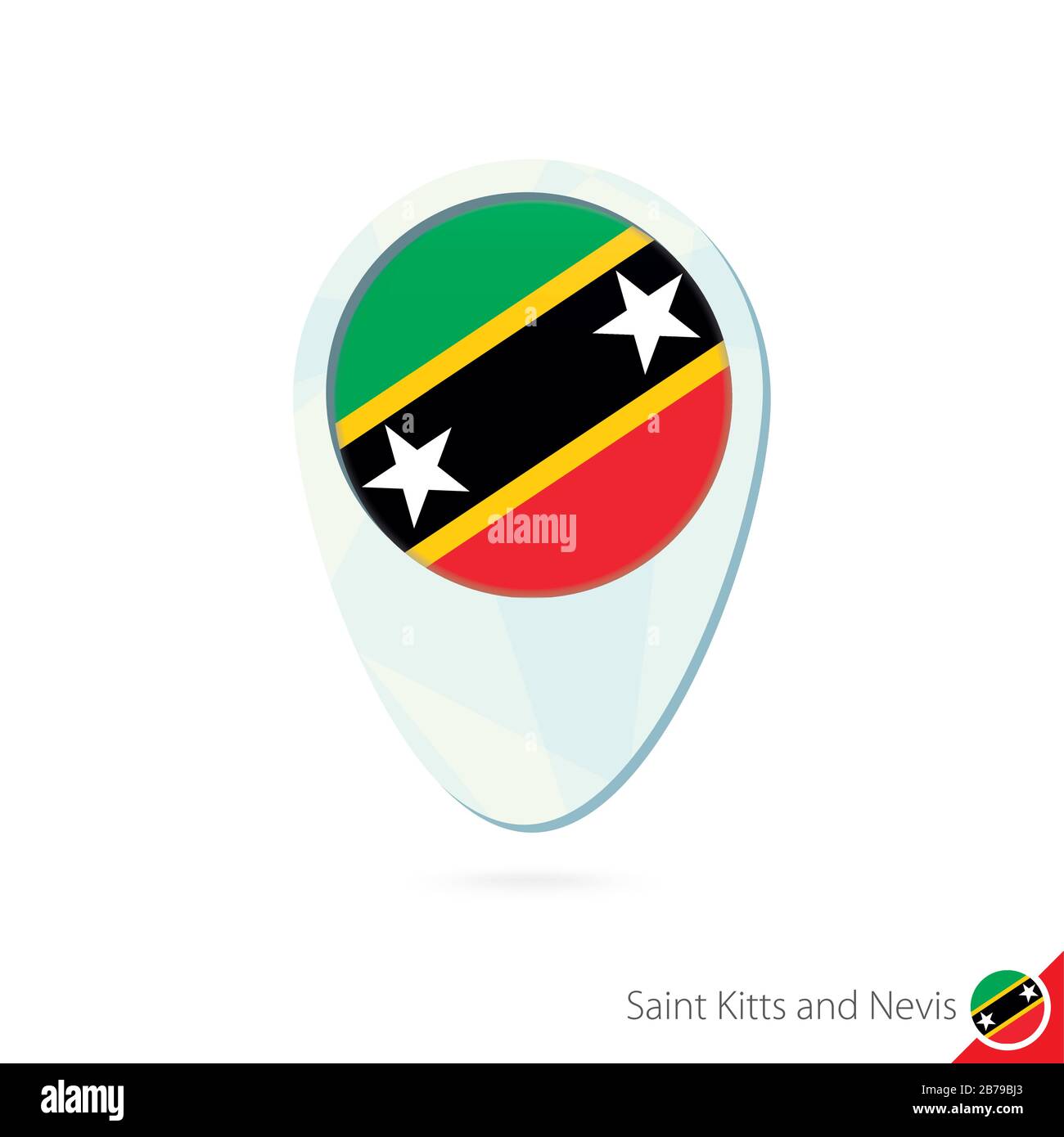 Saint Kitts And Nevis Flag Location Map Pin Icon On White Background Vector Illustration Stock