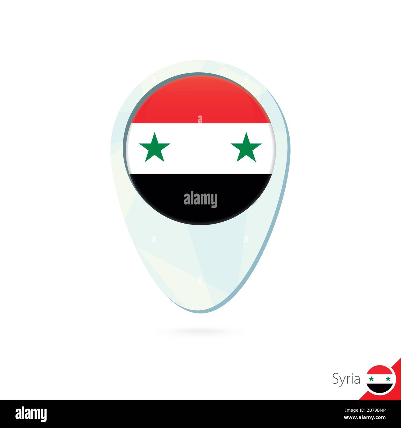 Syria flag location map pin icon on white background. Vector ...