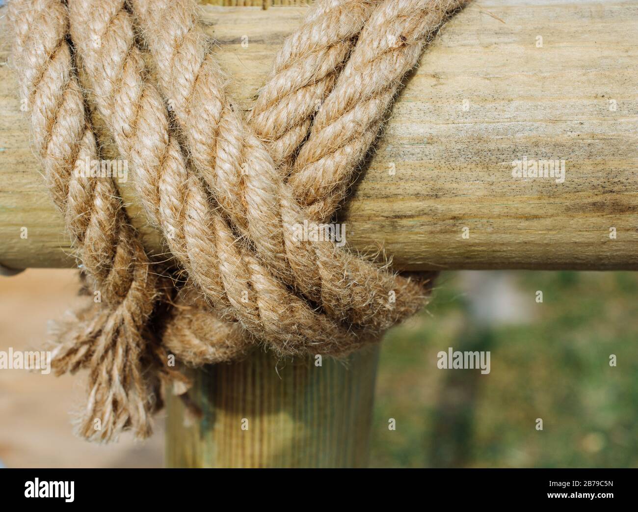 inen rope in view as a thread background Stock Photo