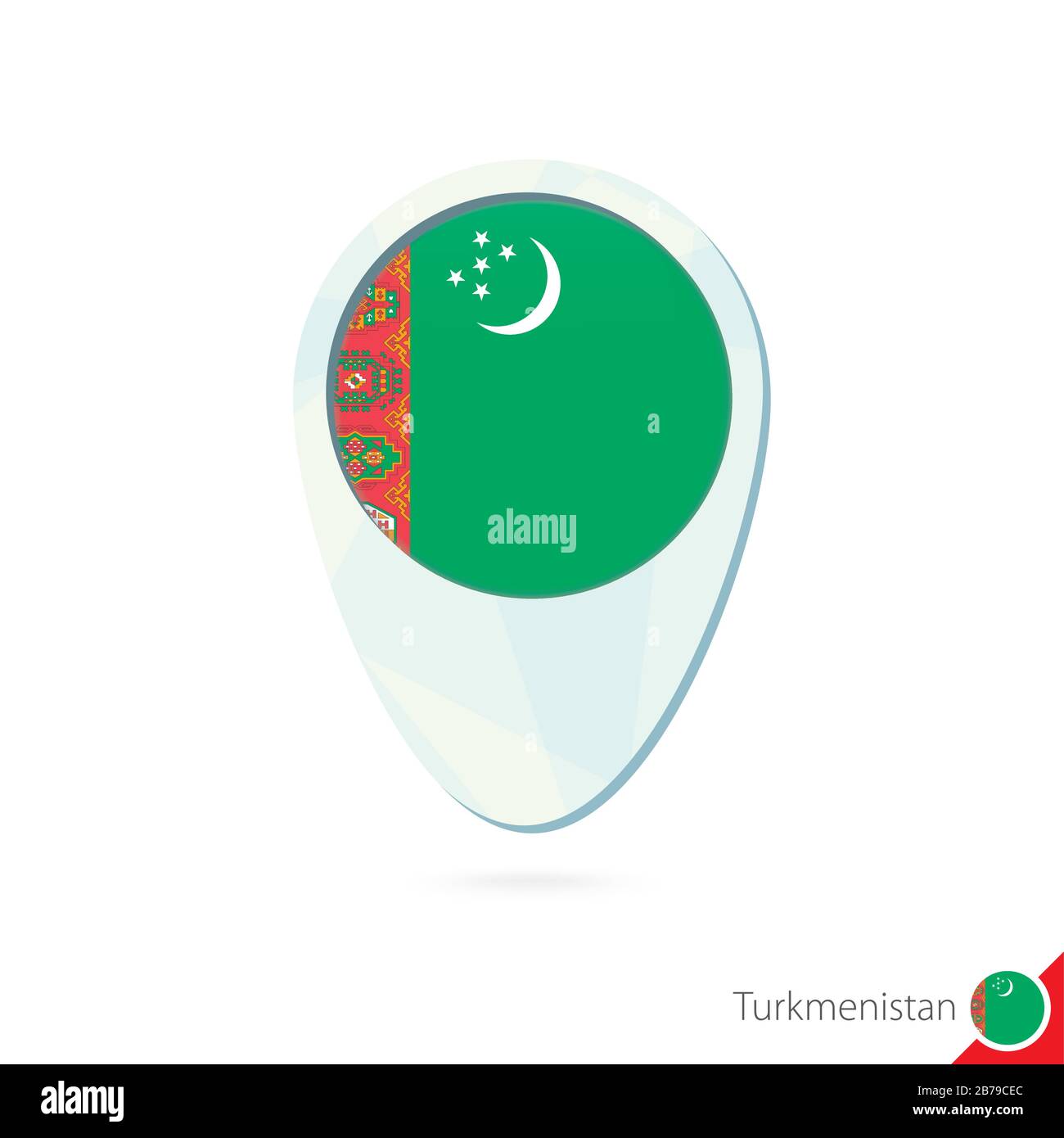 Turkmenistan flag location map pin icon on white background. Vector ...
