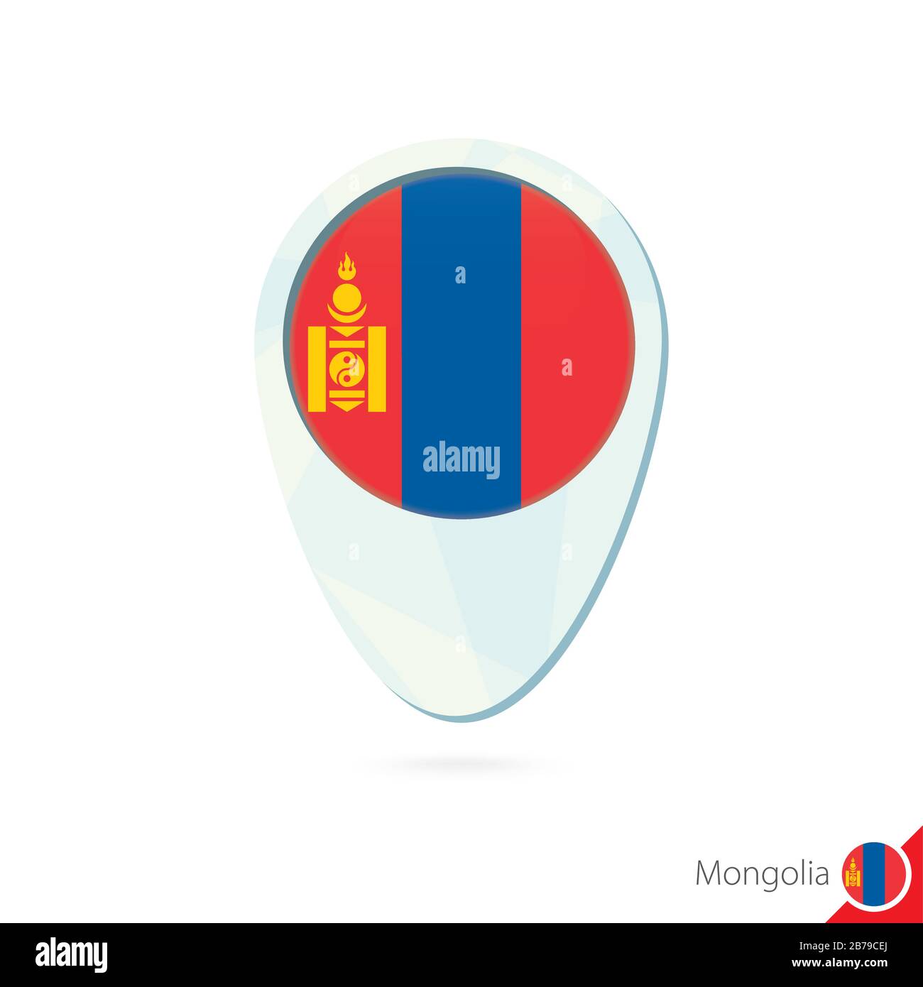 Mongolia flag location map pin icon on white background. Vector ...