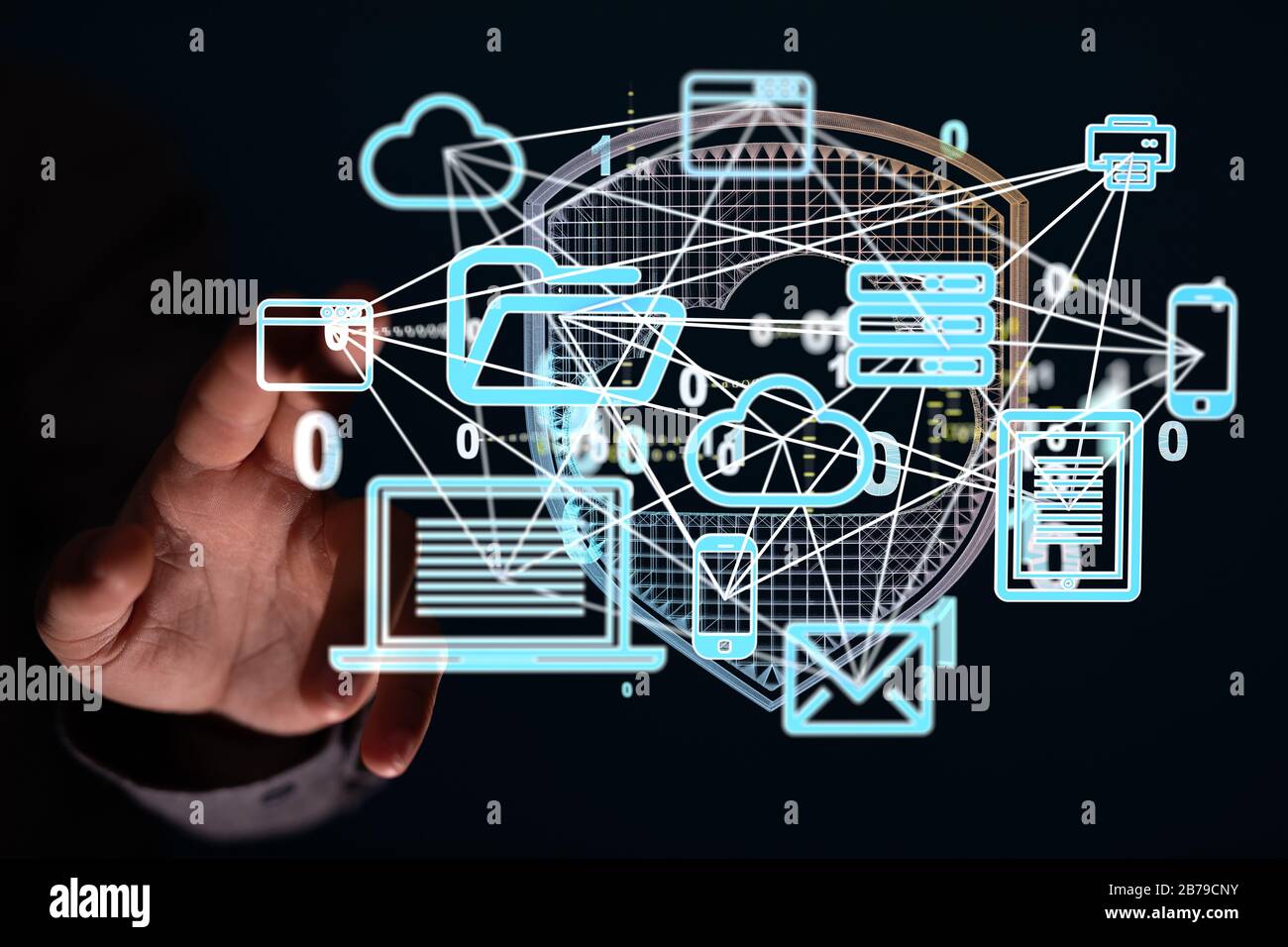 A Data sorting flow process. Big data stream futuristic infographic. Stock Photo