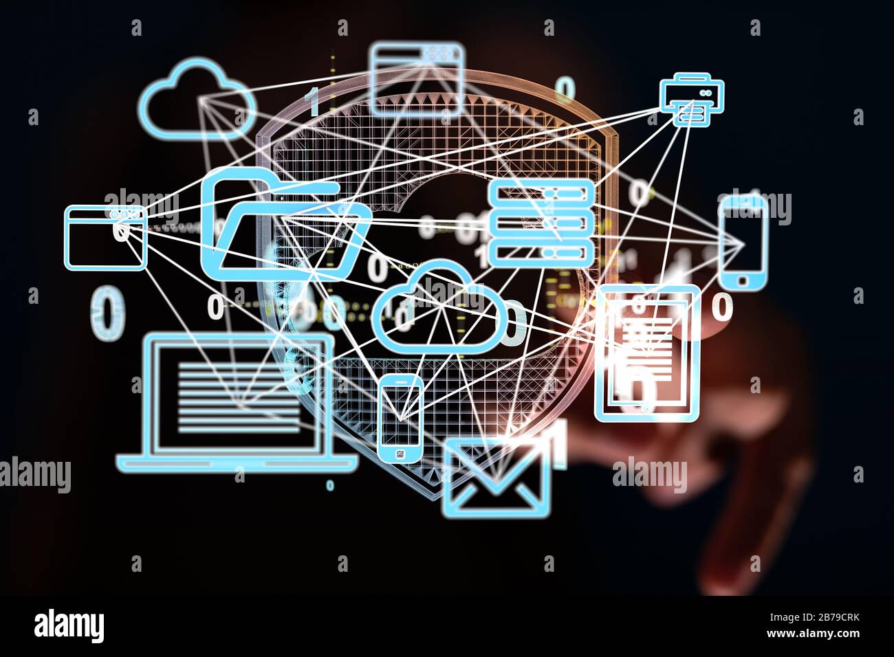 A Data sorting flow process. Big data stream futuristic infographic. Stock Photo