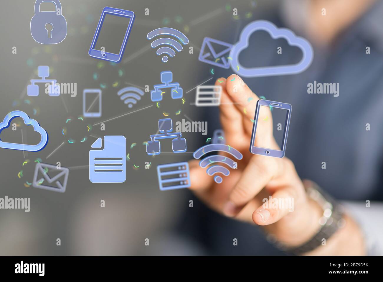 A 2d rendering Cloud computing, Cloud Computing Concept Stock Photo