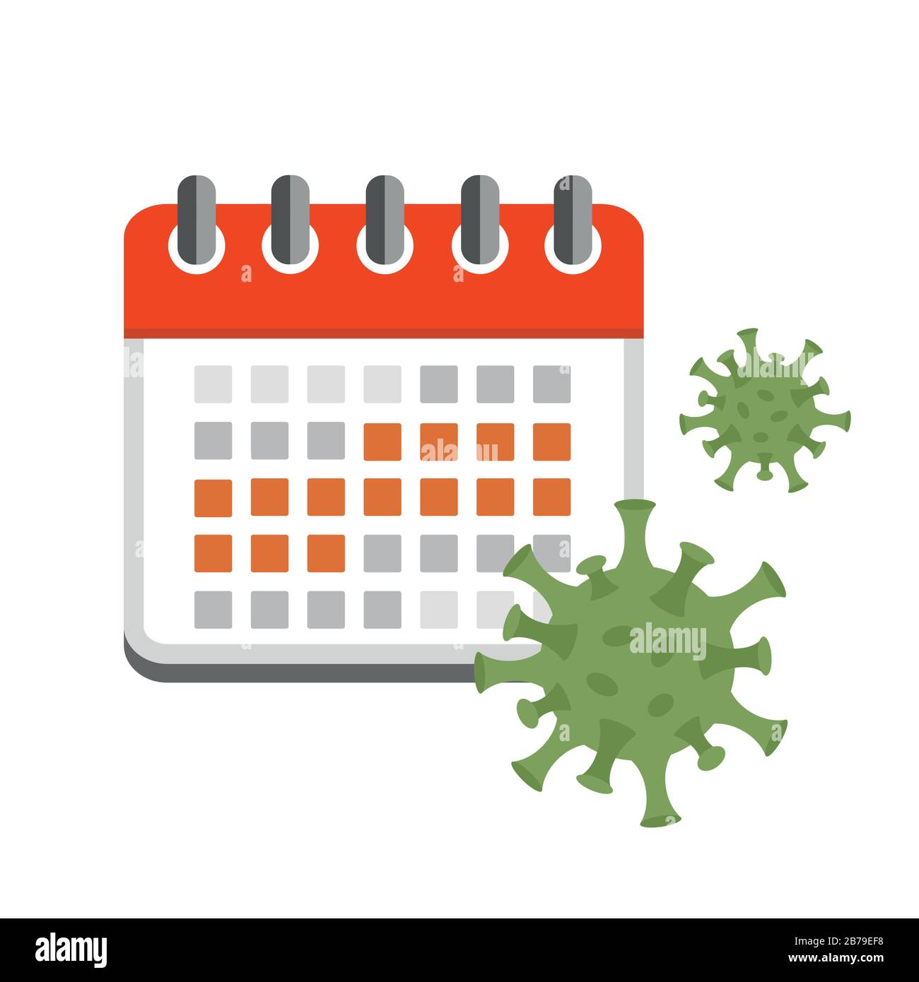 incubation period virus in red calendar vector illustration EPS10 Stock Vector