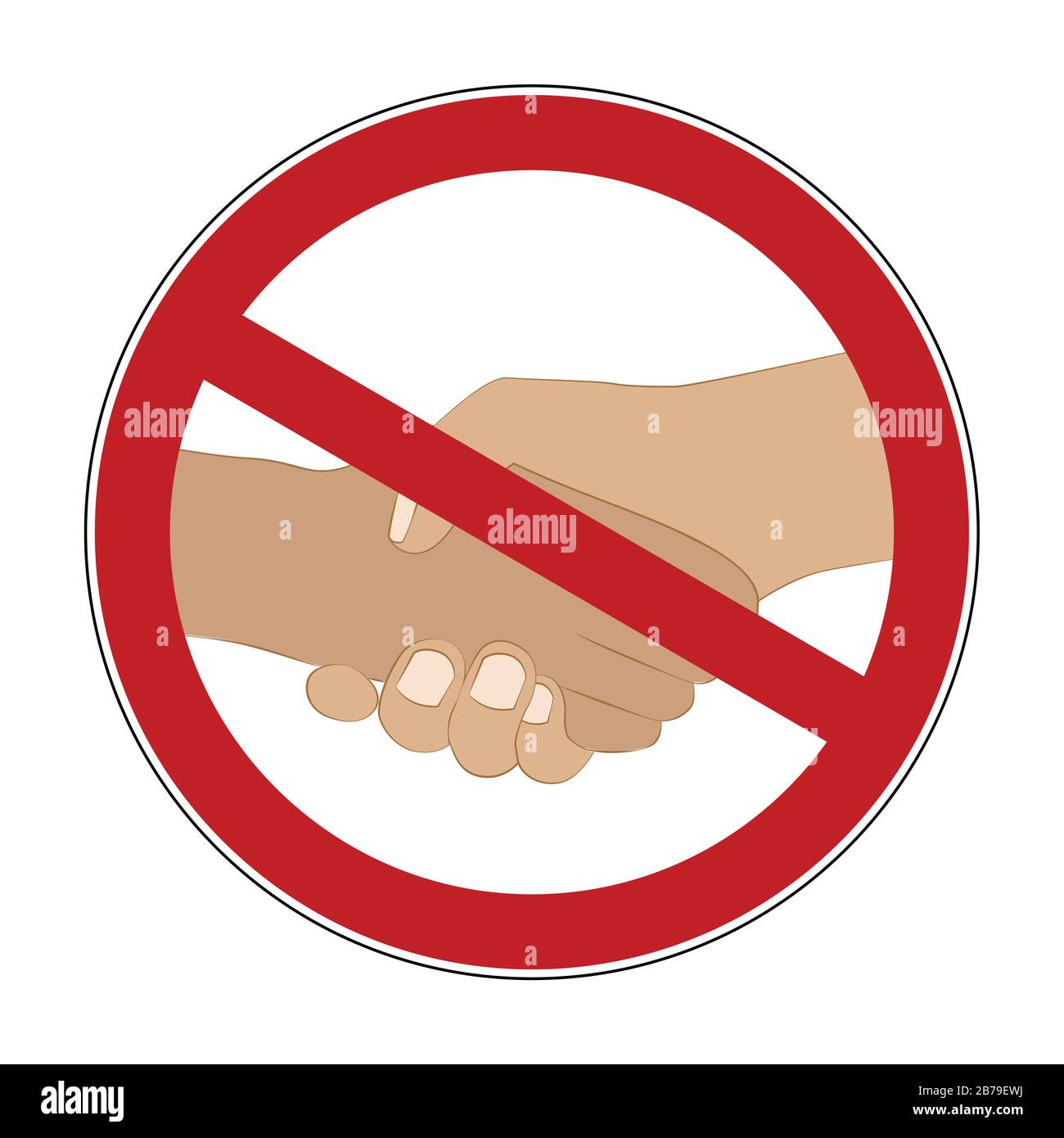 shaking hands prohibited warning sign vector illustration EPS10 Stock Vector