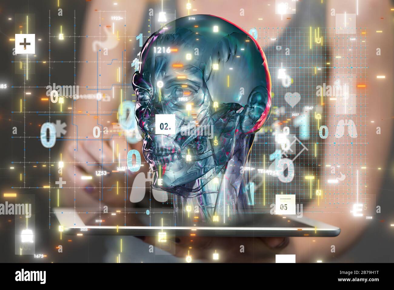 A medical network connection with modern virtual screen interface Stock Photo