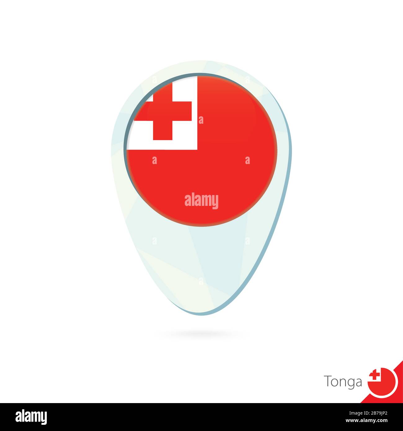 Tonga flag location map pin icon on white background. Vector ...