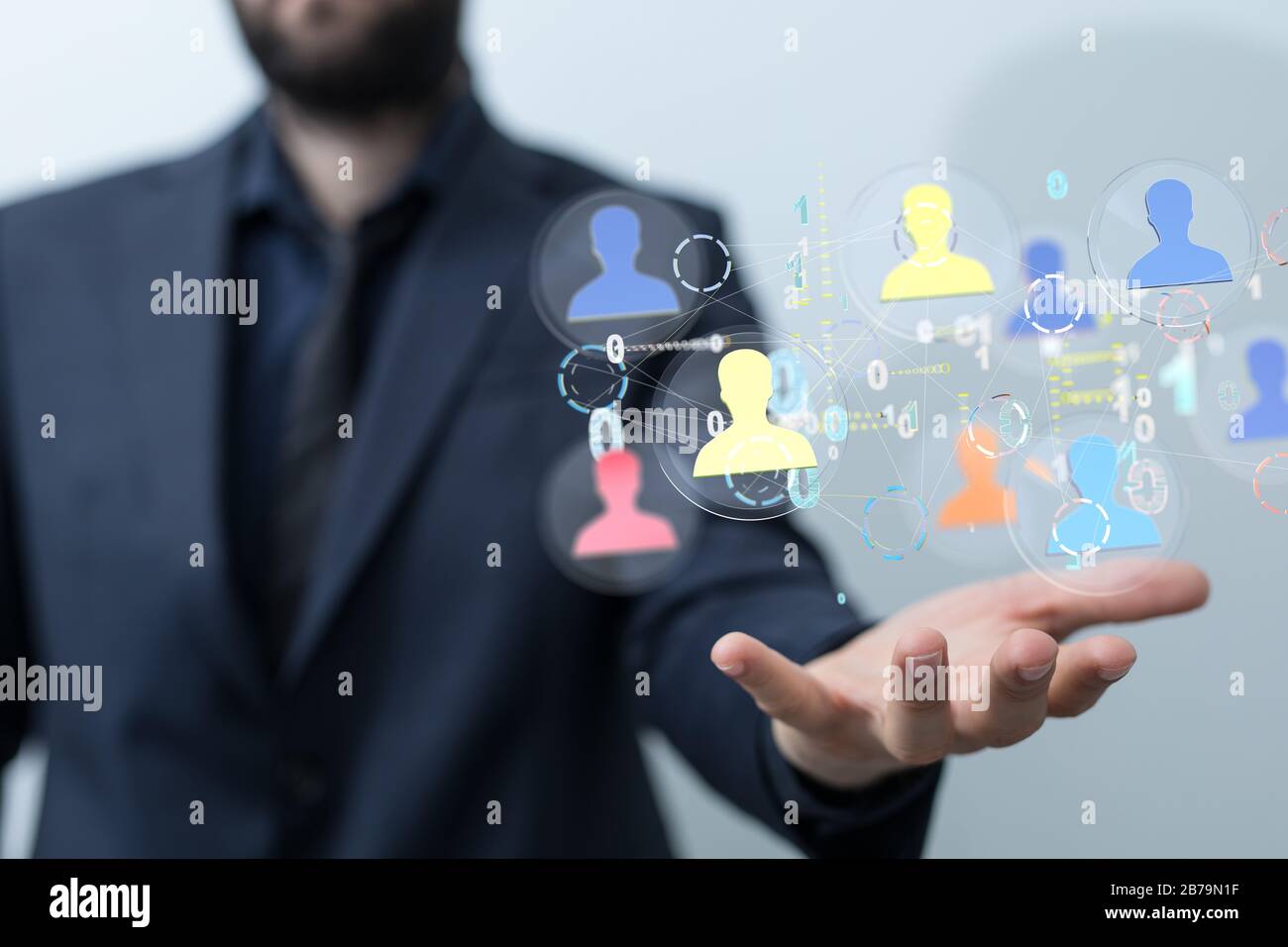 A human social network and leadership as concept Stock Photo