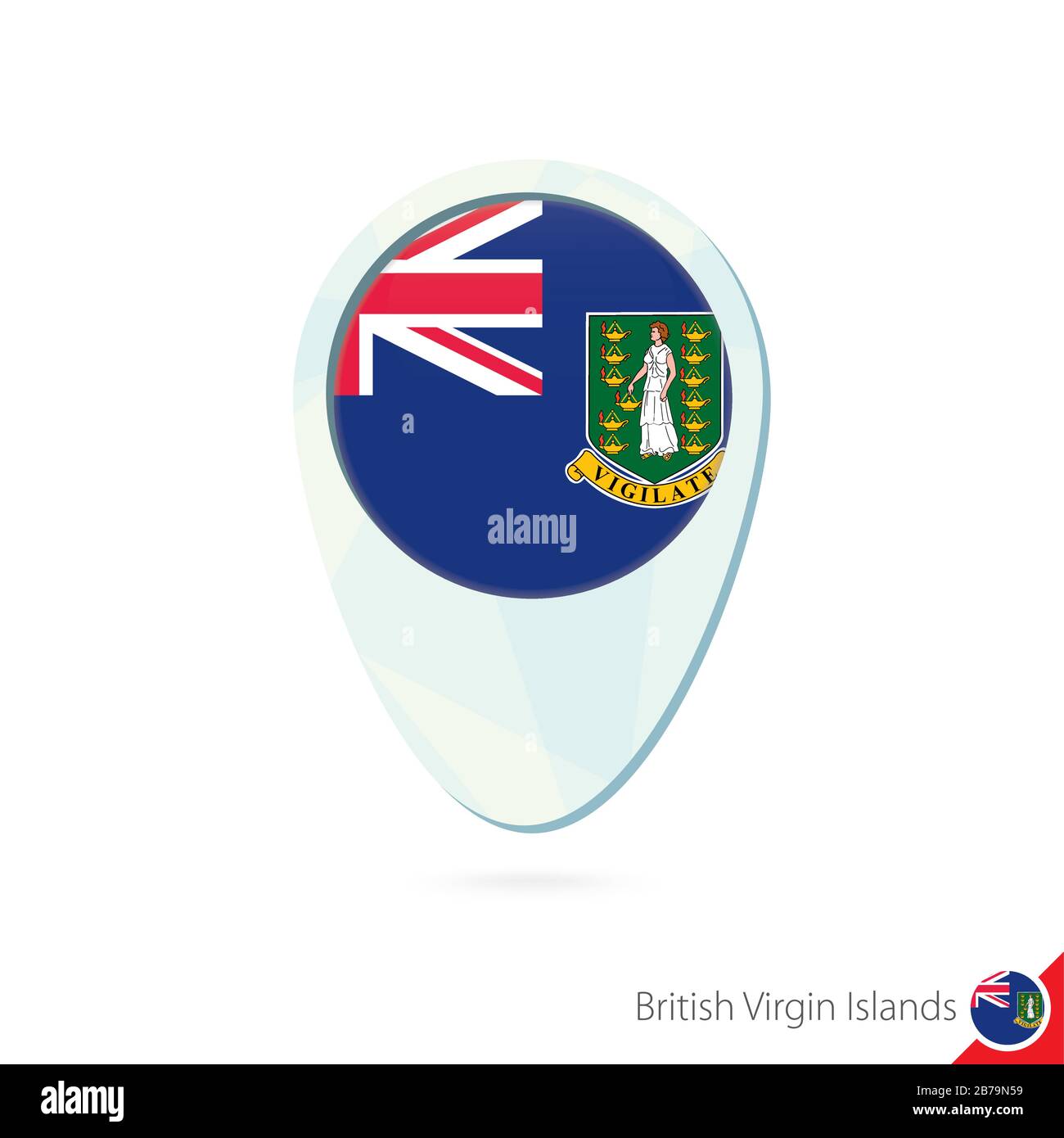 British Virgin Islands flag location map pin icon on white background