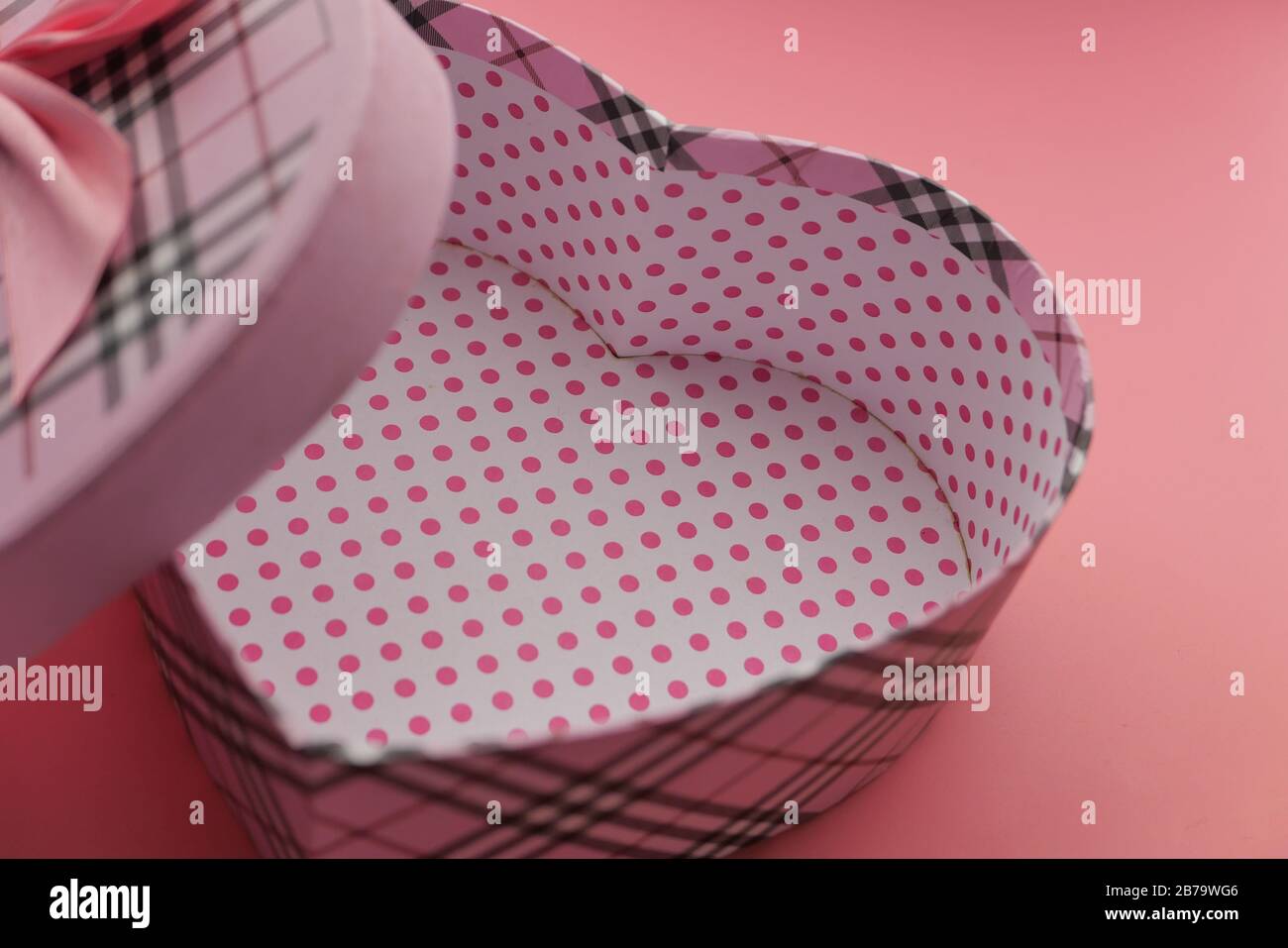 empty heart shape pink color gist box  Stock Photo