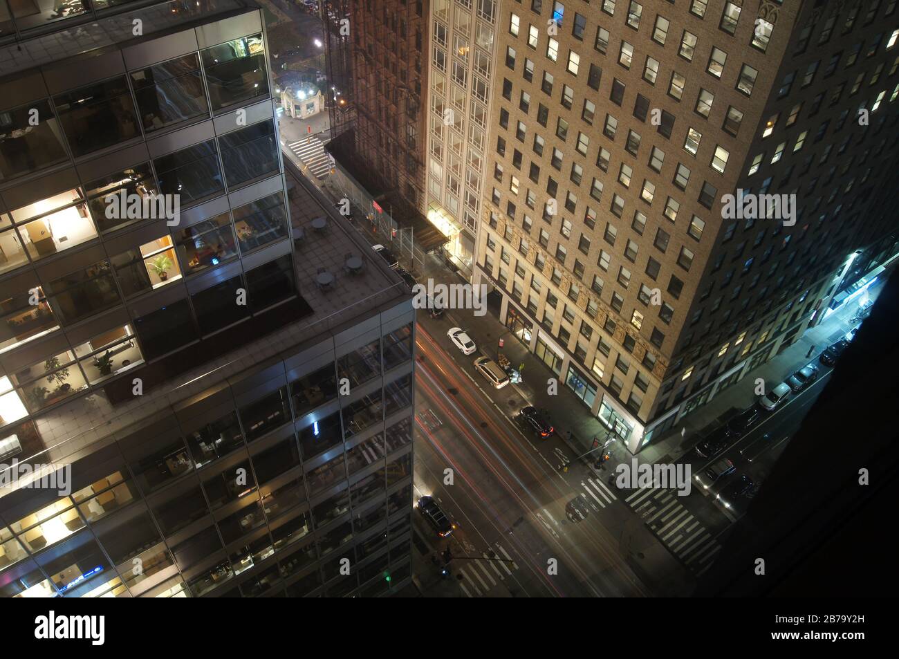 View Down To A Street In Nyc From Tower Block Hotel Room New York City New York Streets Grid Iron Street Avenue Stock Photo Alamy