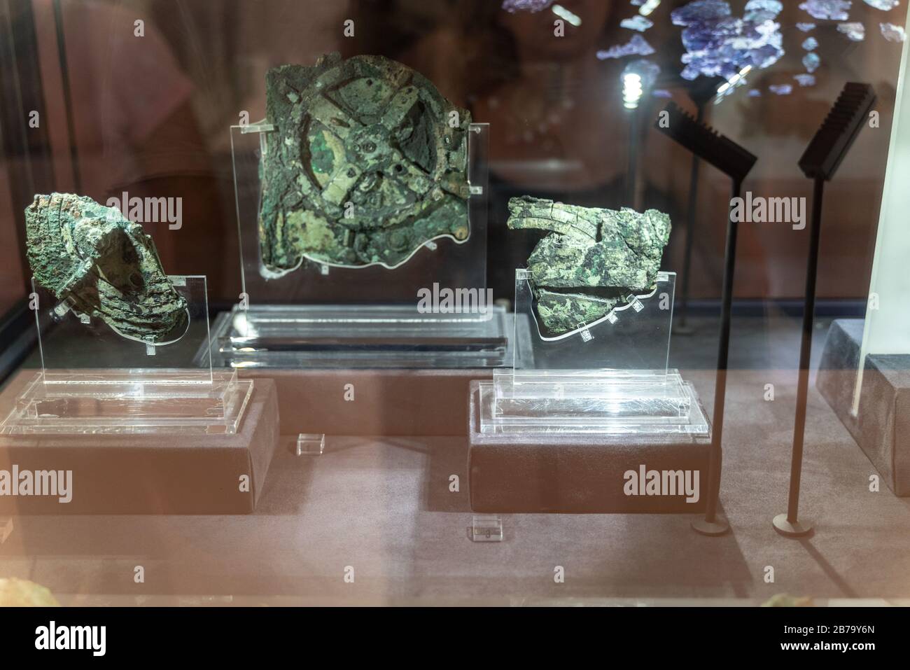 The Antikythera mechanism,  ancient hand powered Greek analogue computer Stock Photo