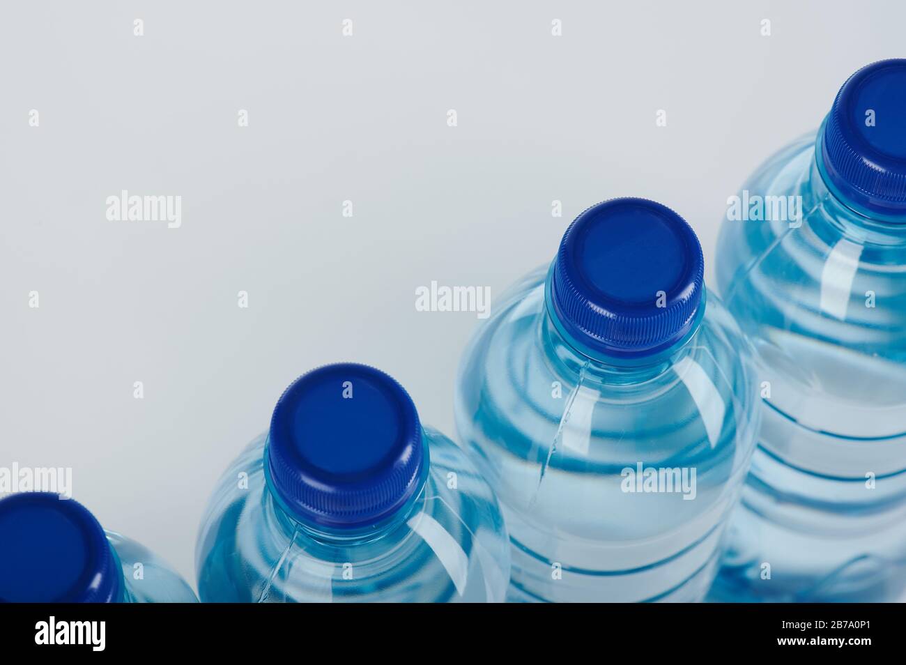Close up of plastic bottles cap above top view Stock Photo