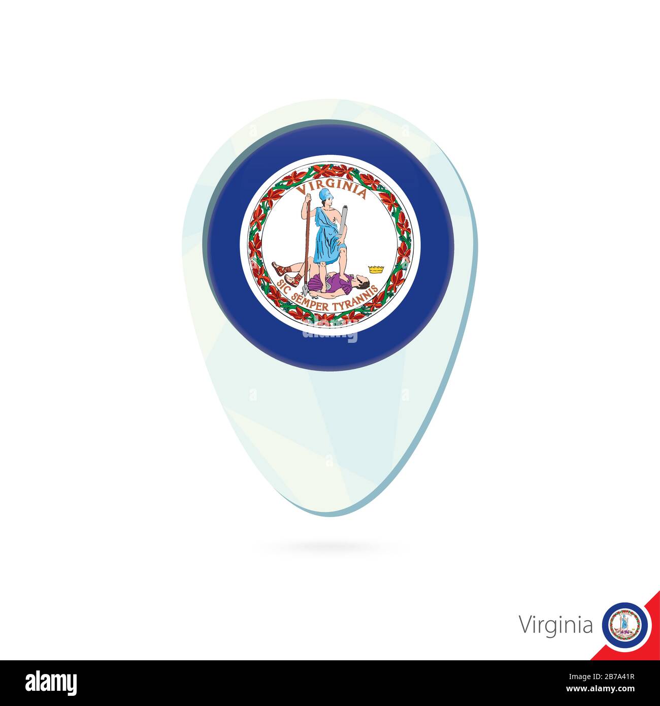 USA State Virginia flag location map pin icon on white background ...