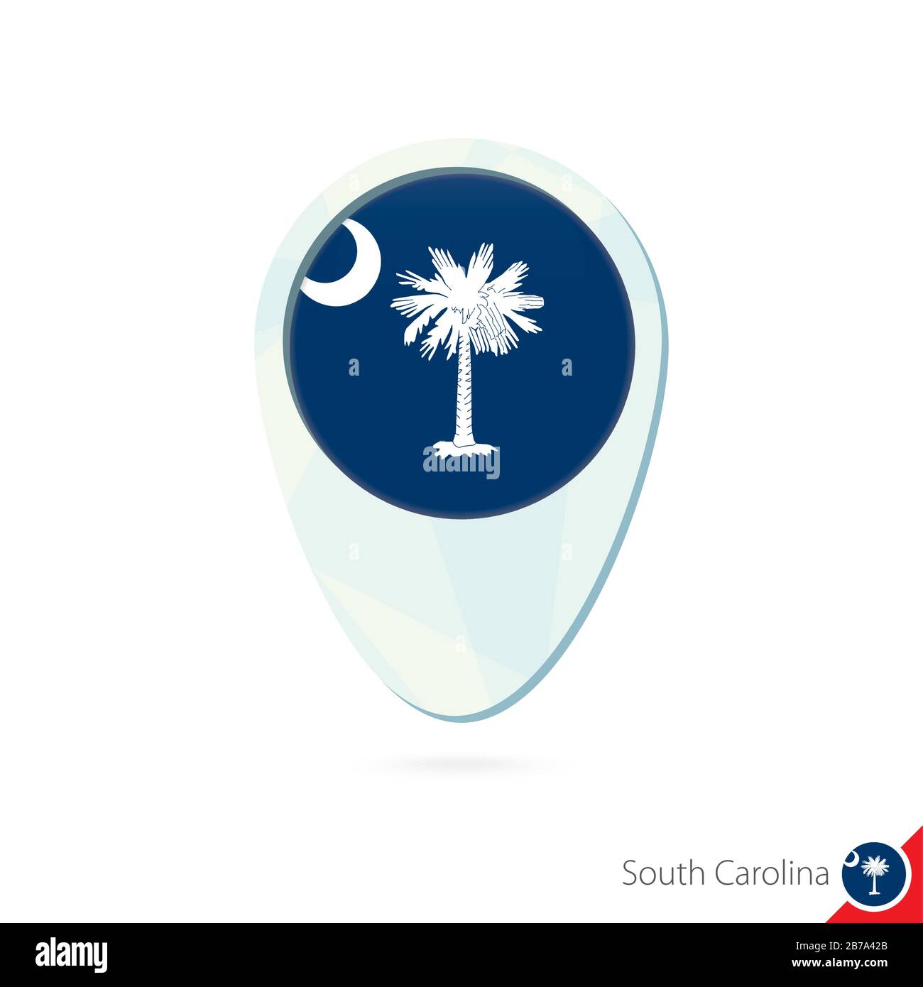 USA State South Carolina flag location map pin icon on white background