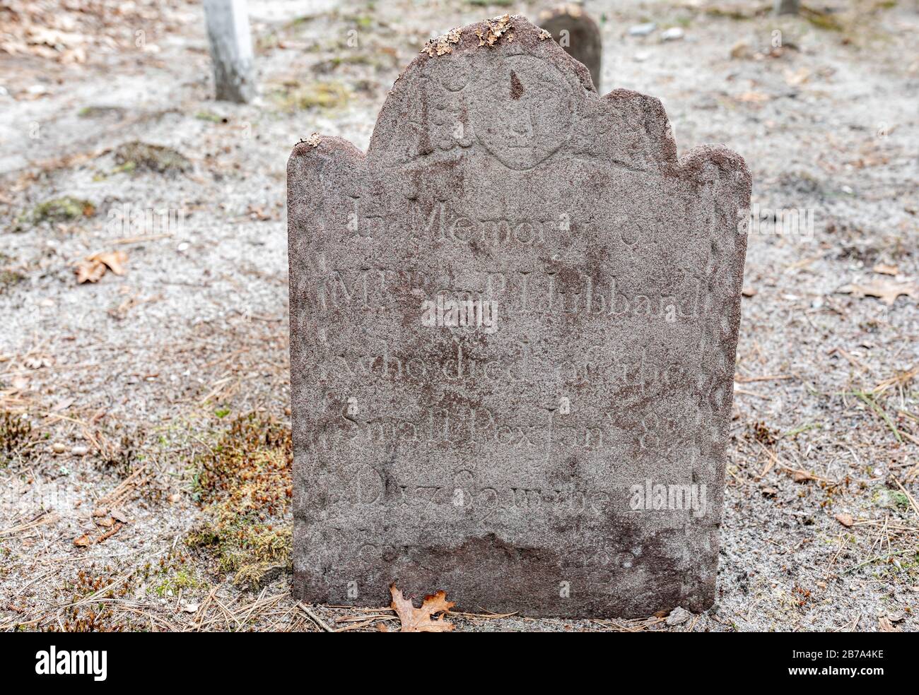 Tombstone for Benjamin Hubbard in East Hampton, NY Stock Photo