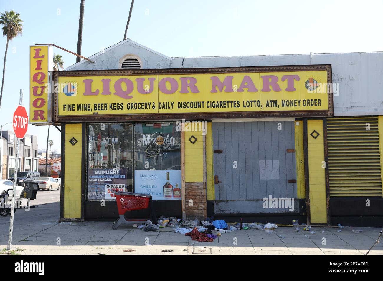 Liquor store facade in Hollywood , CA Stock Photo