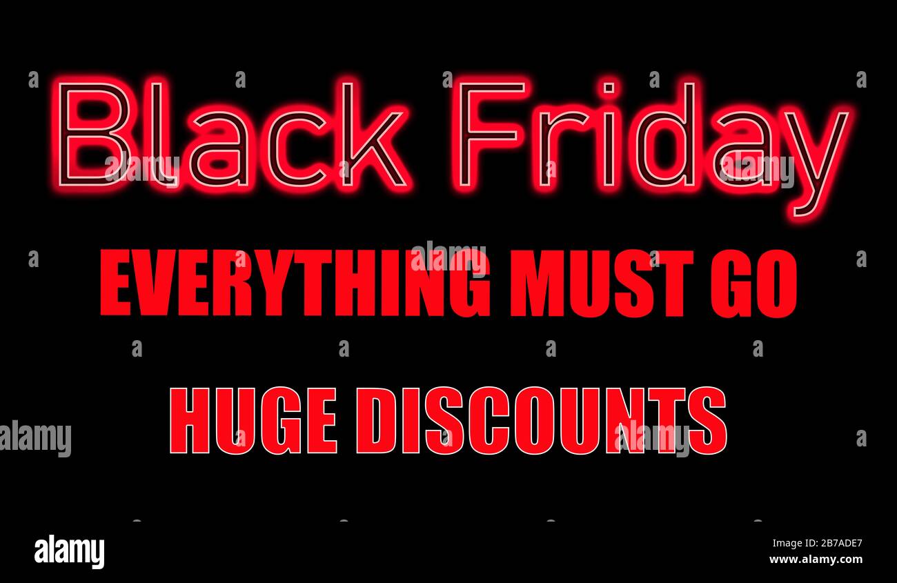 Red bold type on a black background stating Black Friday Everything