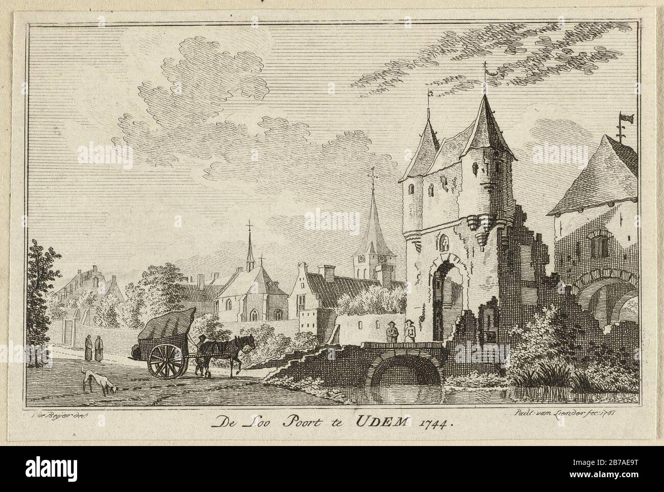 Gezicht op de Loopoort te Uedem Udem, 1744. Stock Photo