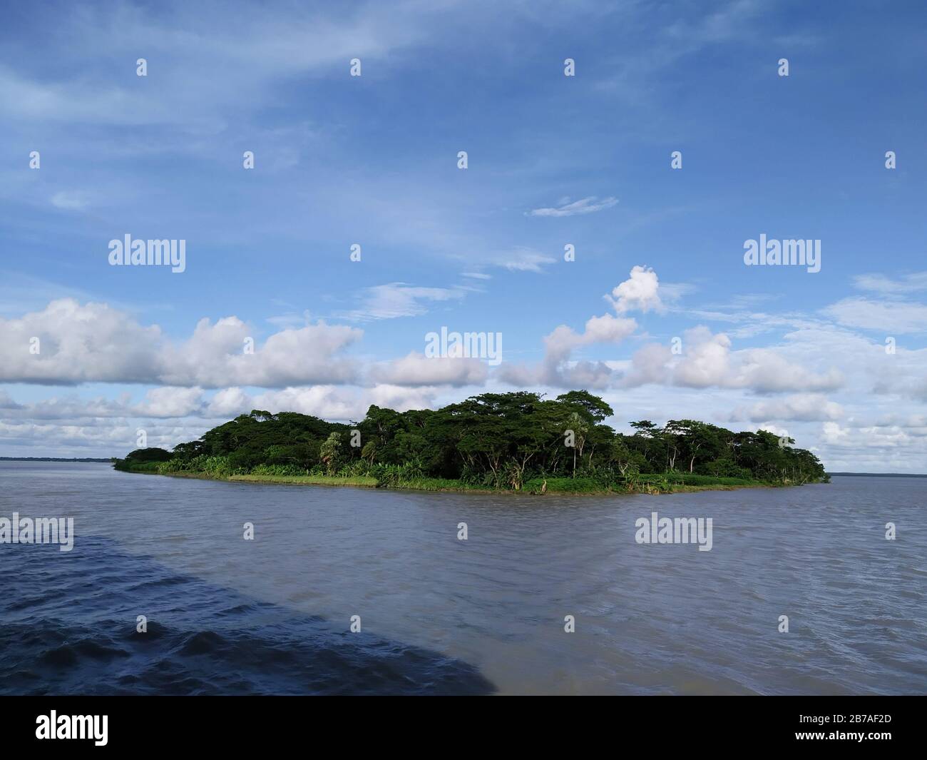 Buautiful river island is located in Barguna Stock Photo