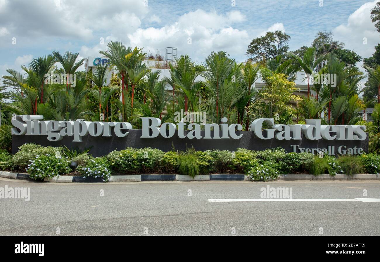 Entrance  Singapore Botanic Gardens Tyersall Gate. Stock Photo