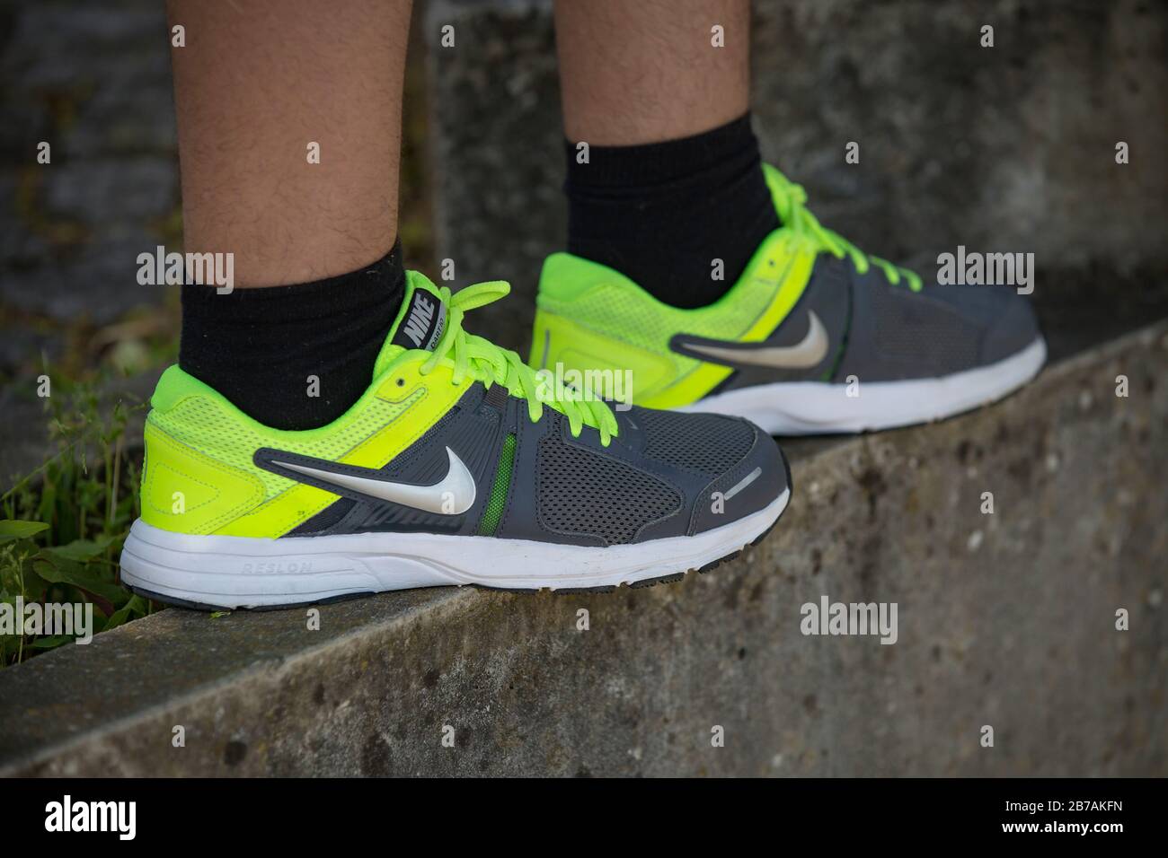 Portugal, June, 2019:Nike Sneaker Running. Nike, Multinational company.  Isolated on dark. Product shots Stock Photo - Alamy