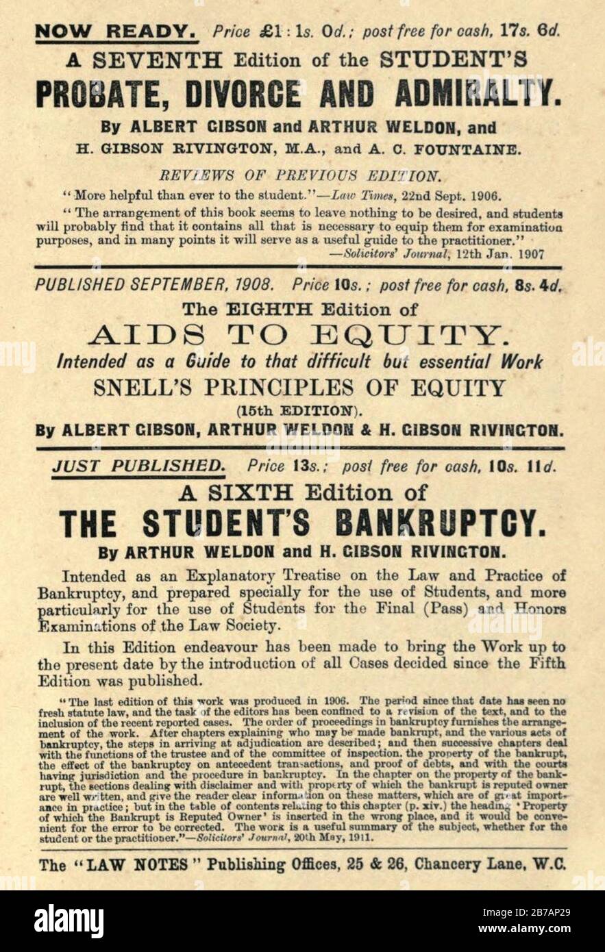 Gibson & Weldon advertisement, 1911 Stock Photo Alamy