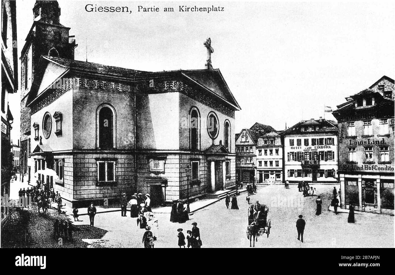 Gießen Stadtkirche um 1907. Stock Photo
