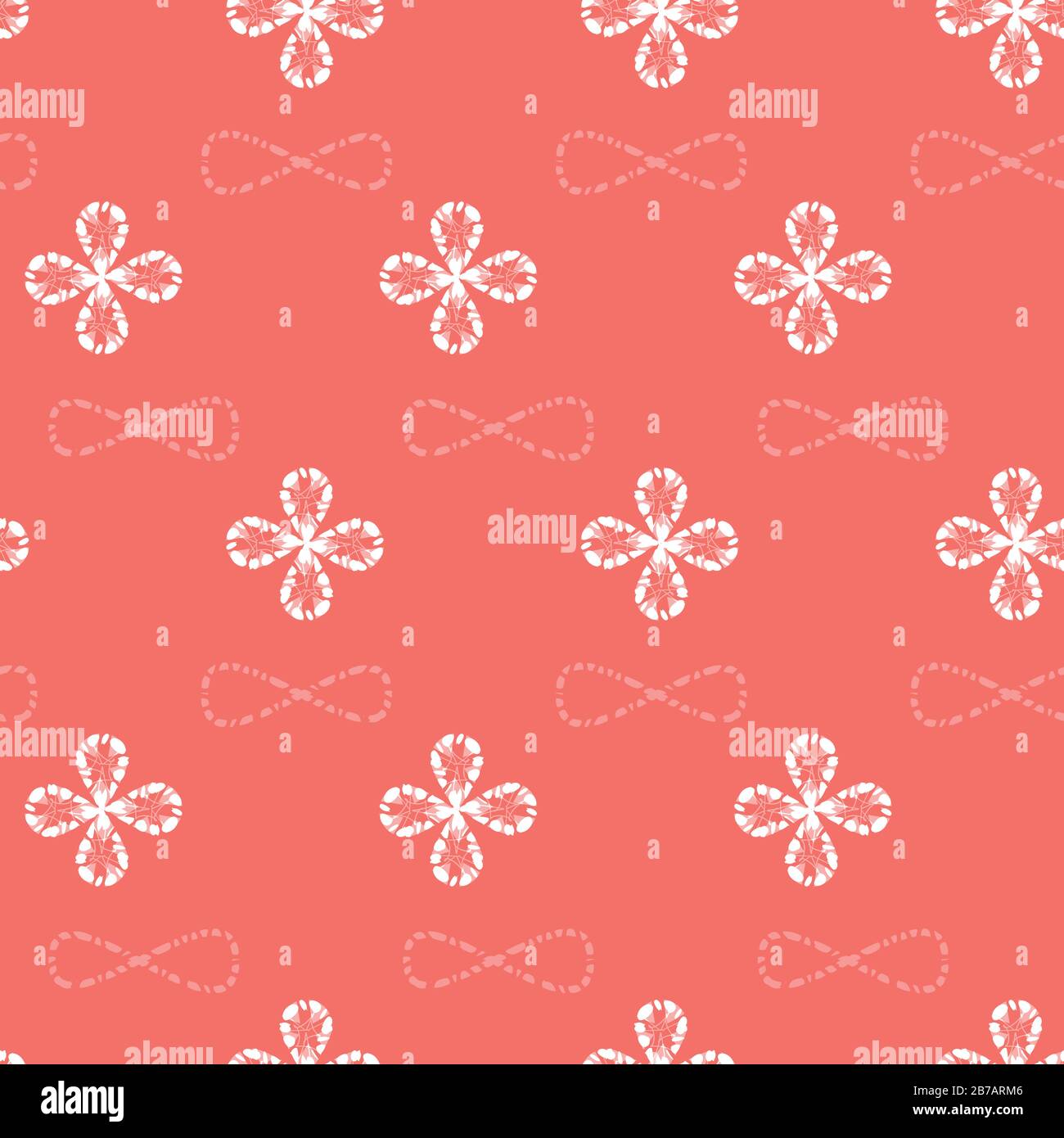 Vector red shibori simple small four leaf clover pattern background. Suitable for textile, gift wrap and wallpaper. Stock Vector