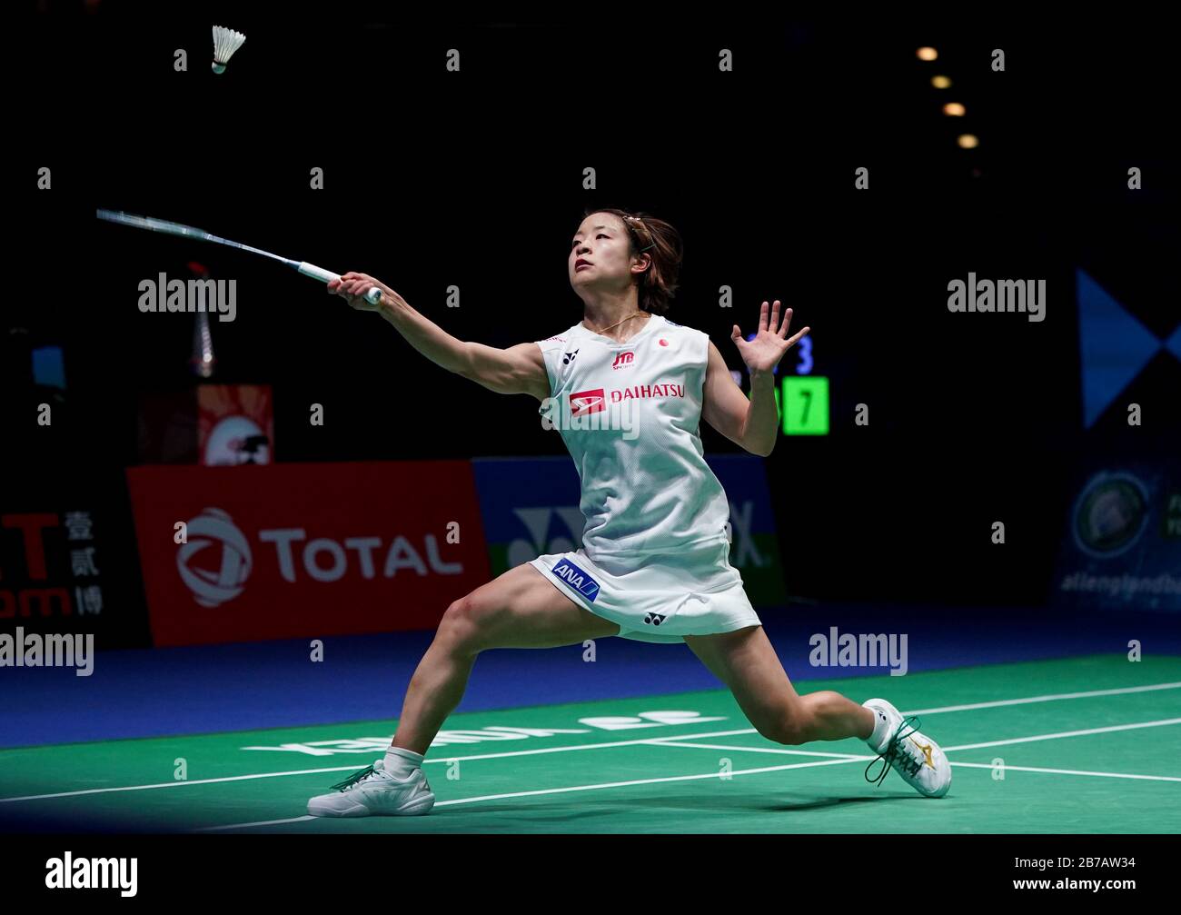 Japans Nozomi Okuhara in action the the Womens singles semi final match during the YONEX All England Open Badminton Championships at Arena Birmingham Stock Photo