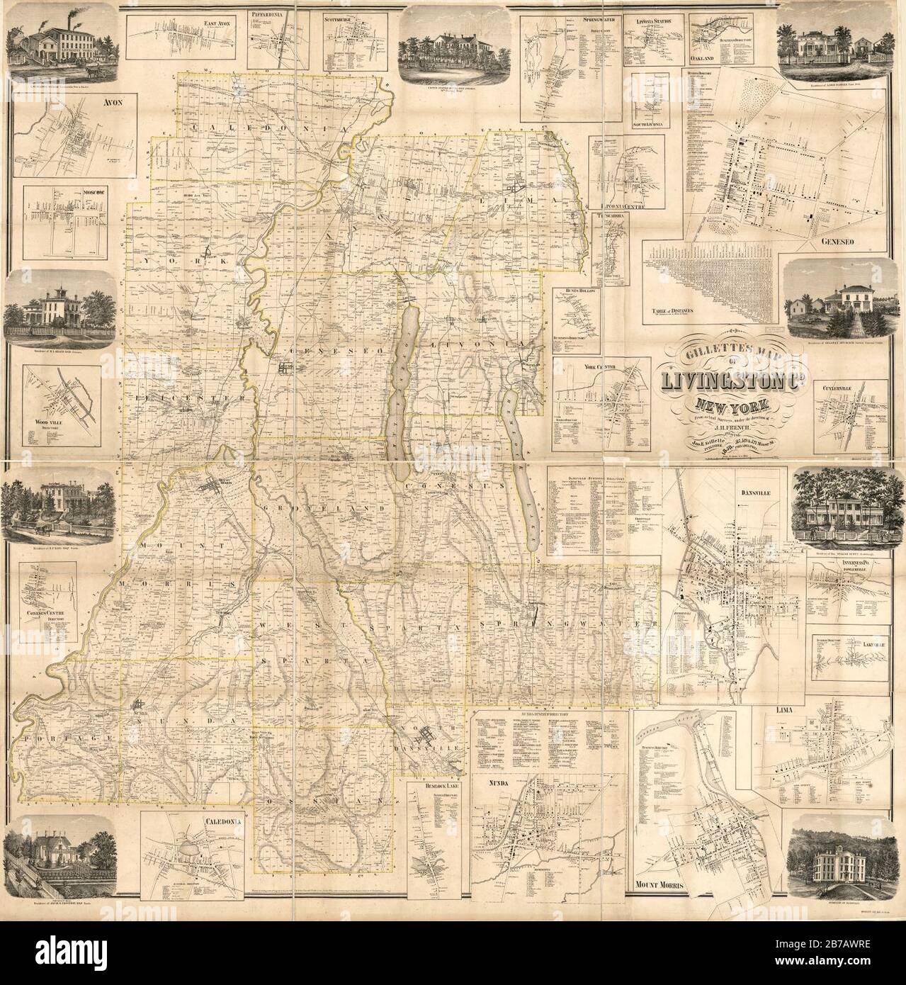 Gillette's map of Livingston Co., New York from actual surveys Stock