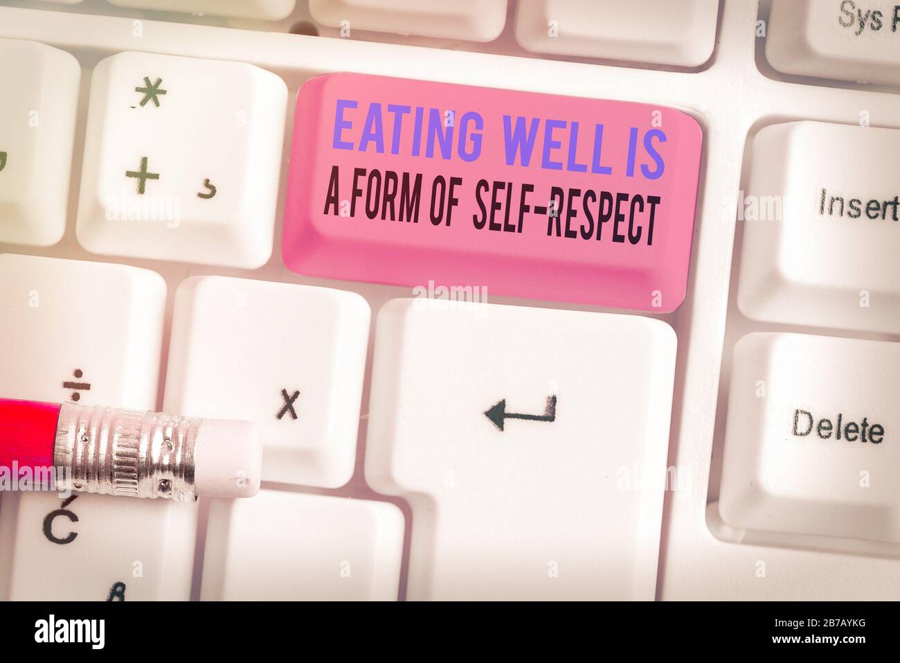 Word writing text Eating Well Is A Form Of Self Respect. Business photo ...