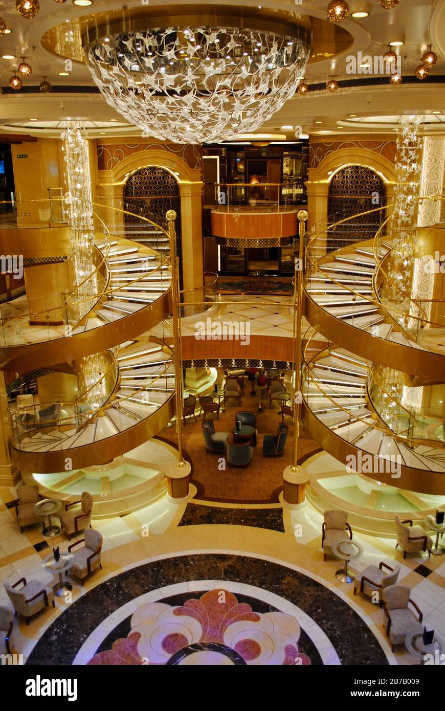 Royal Princess cruise ship atrium. Empty Cruise ship. Royal Princess is