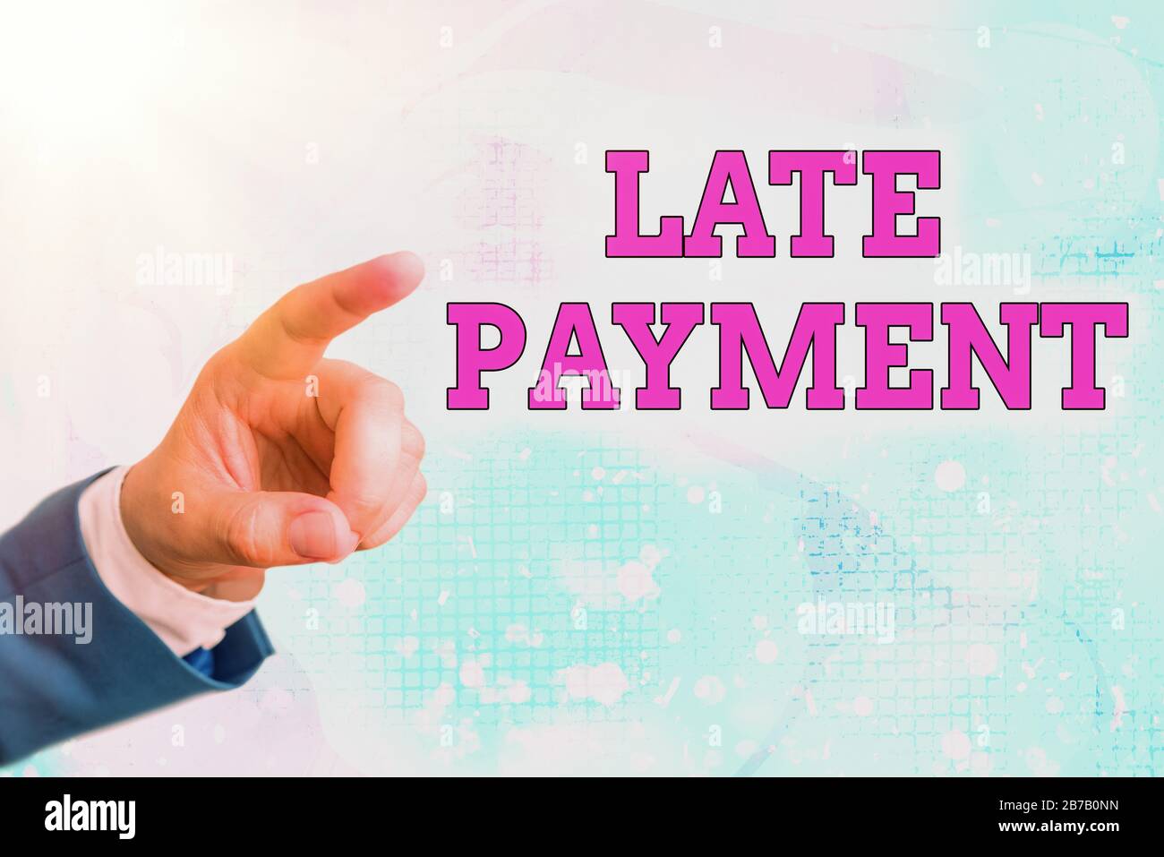 Writing note showing Late Payment. Business concept for payment made to