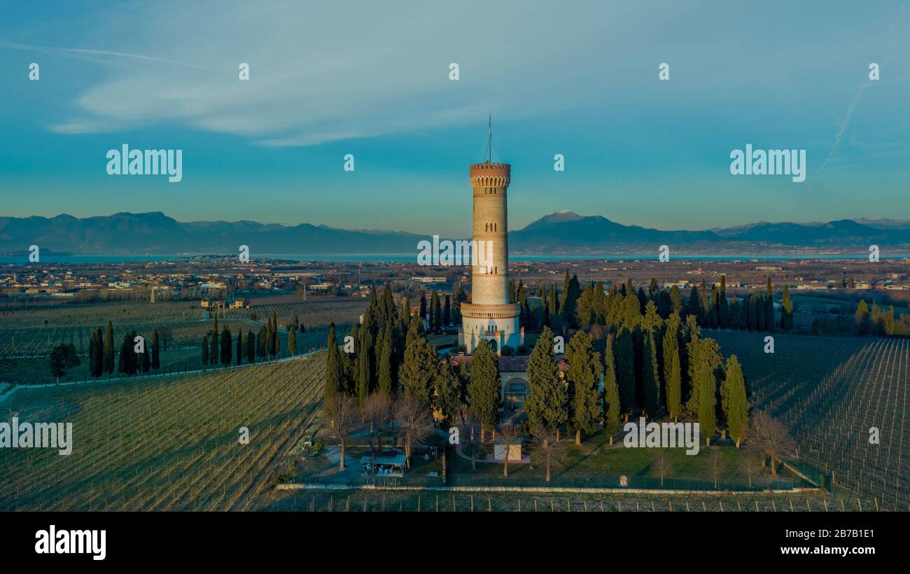 Italy, Lombardy, Desenzano del Garda Brescia, Monument tower of St.Martino della battaglia Stock Photo