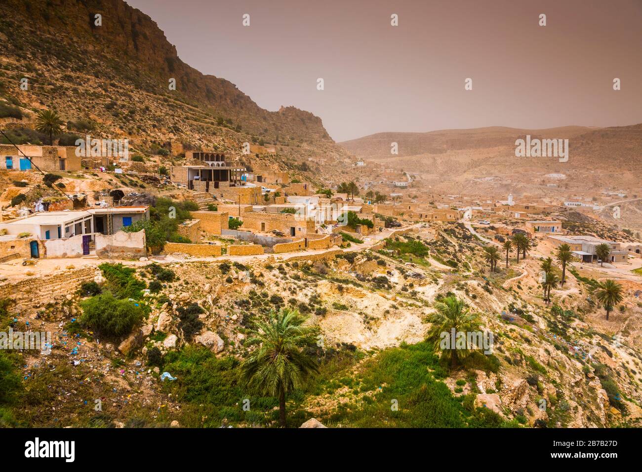 Village in a deserted land. Stock Photo