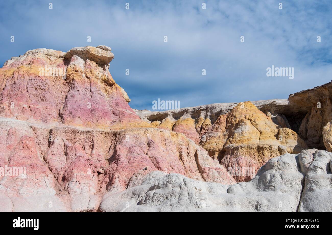 Landscape of colorful rock formations at Interpretive Paint Mines in