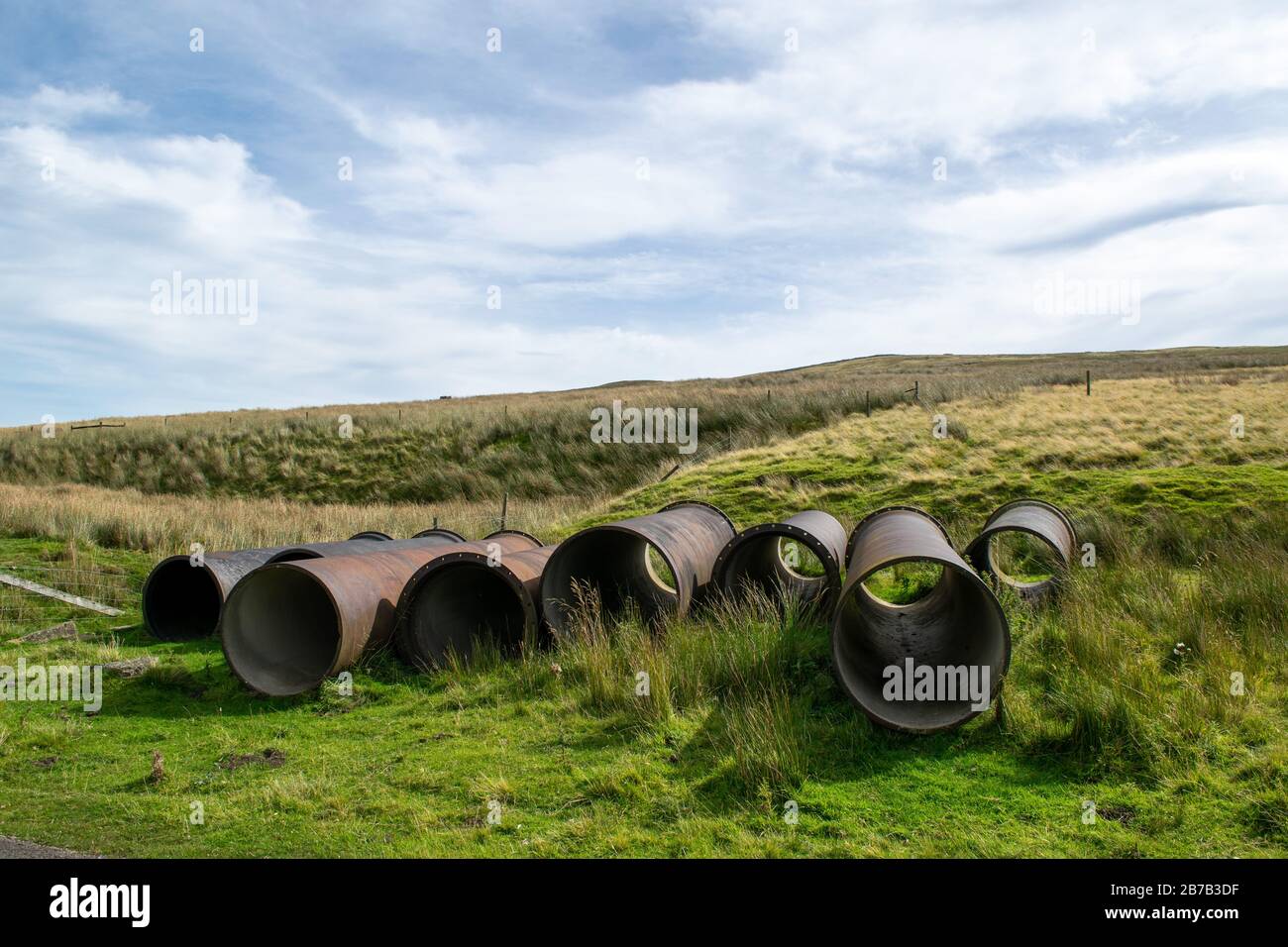 Old water pressure pipes. Nidderdale. Yorkshire Stock Photo Alamy