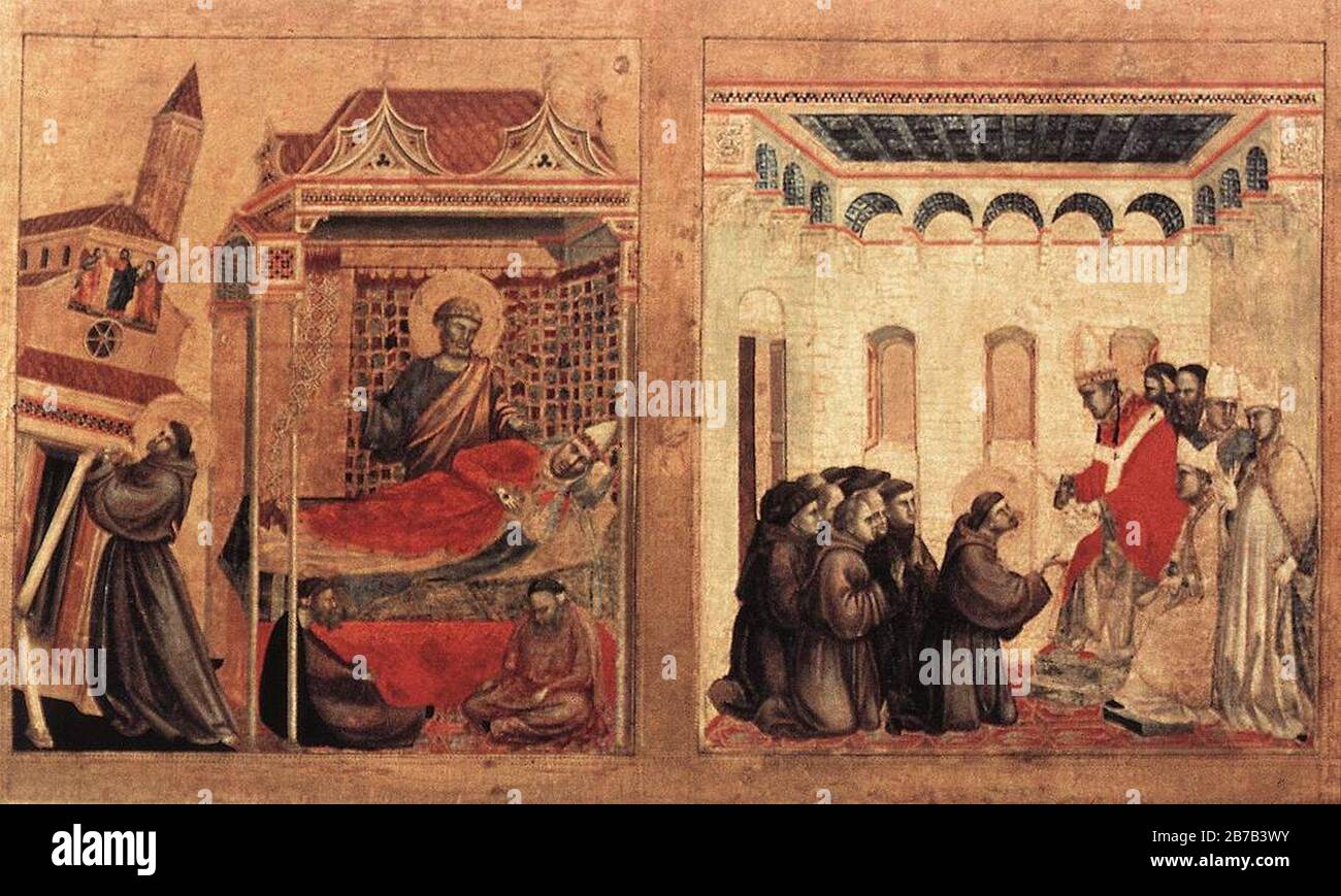 Giotto di Bondone - Stigmatization of St Francis (detail Stock Photo