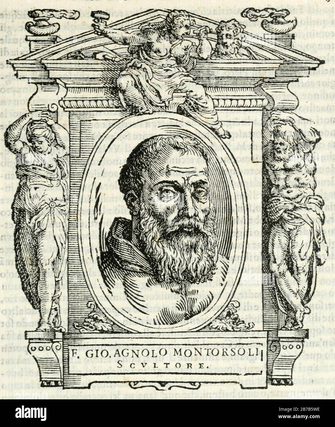 Giovanni Angelo Montorsoli portrait, Vasari 1568. Stock Photo