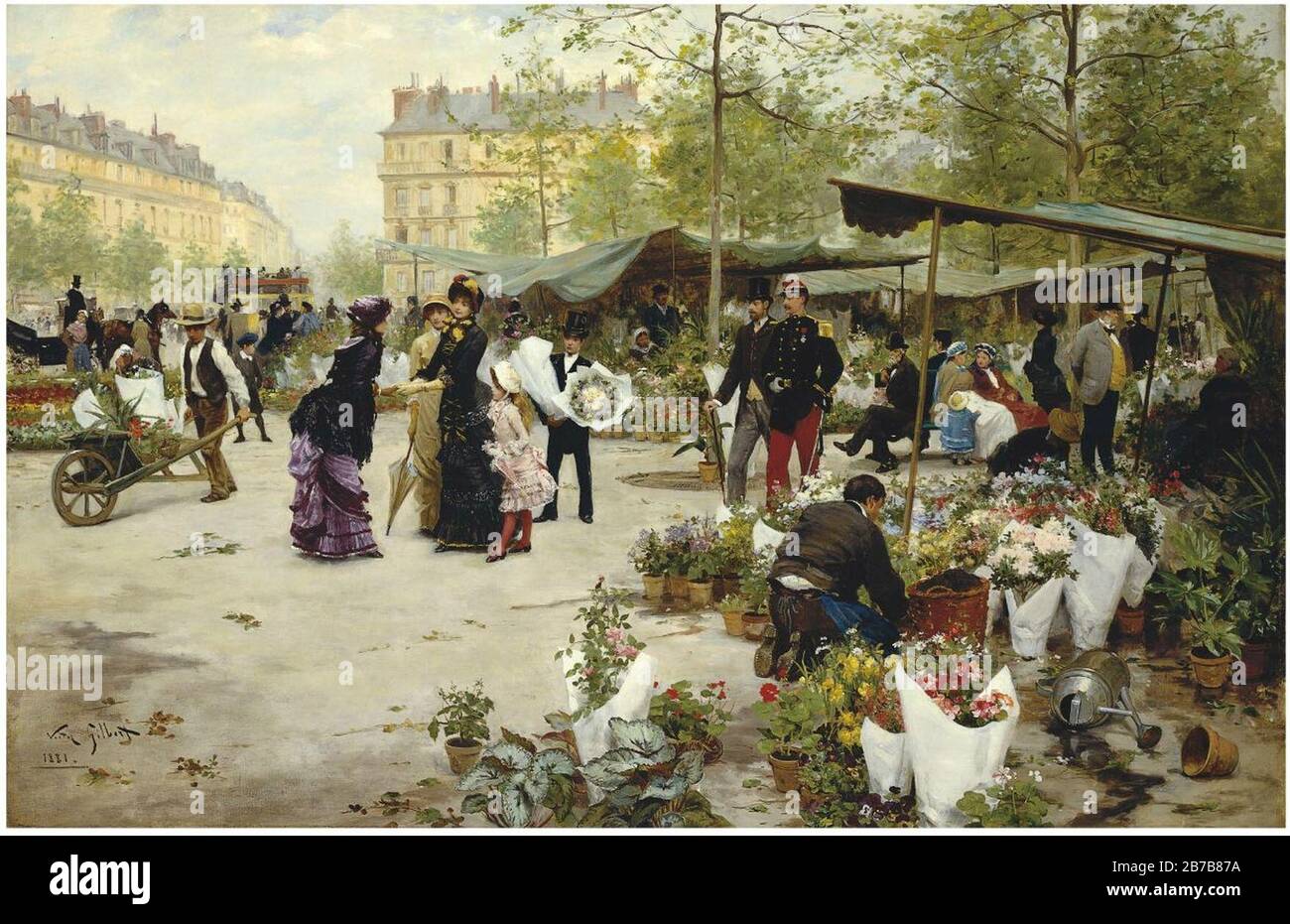 Victor Gabriel Gilbert (French, 1847-1933) The Lower Market, Paris, 1881. Stock Photo