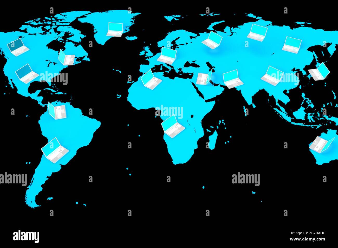 3D computers, world map great for topics like global network etc