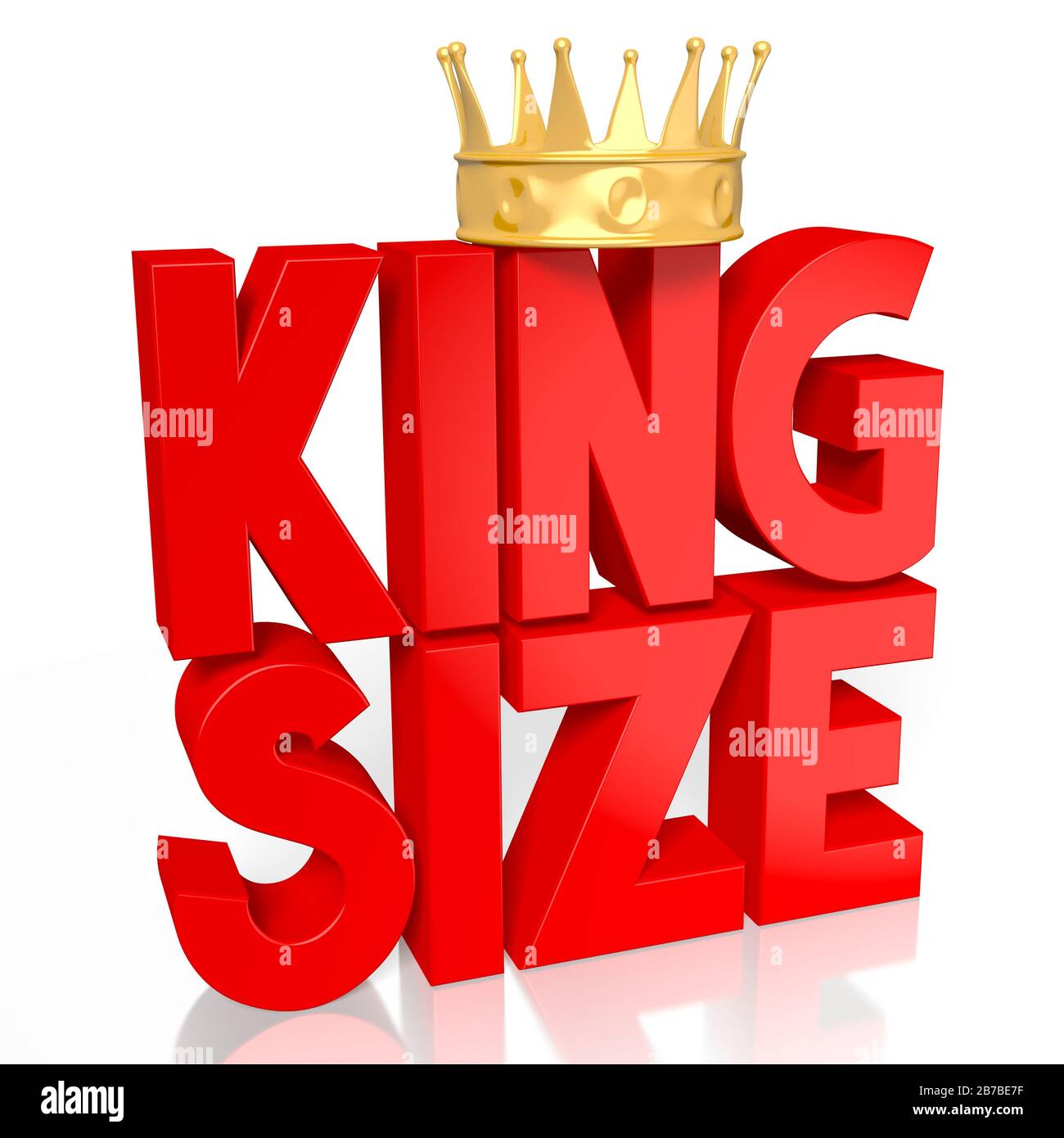 King size concept - red word, golden crown Stock Photo