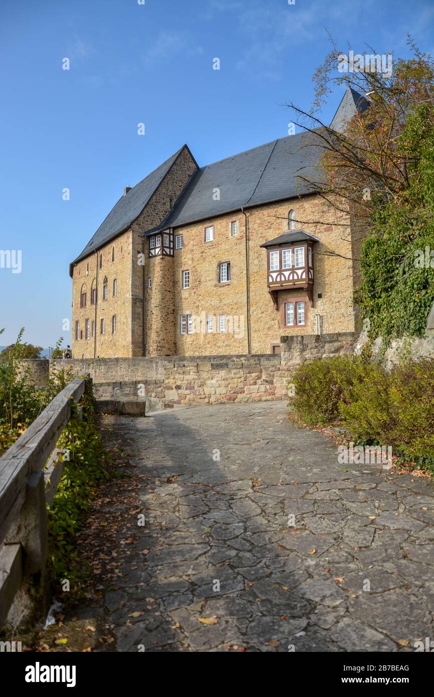 The castle in Spangenberg in north Hesse, Germany in autumn on a sunny day Stock Photo