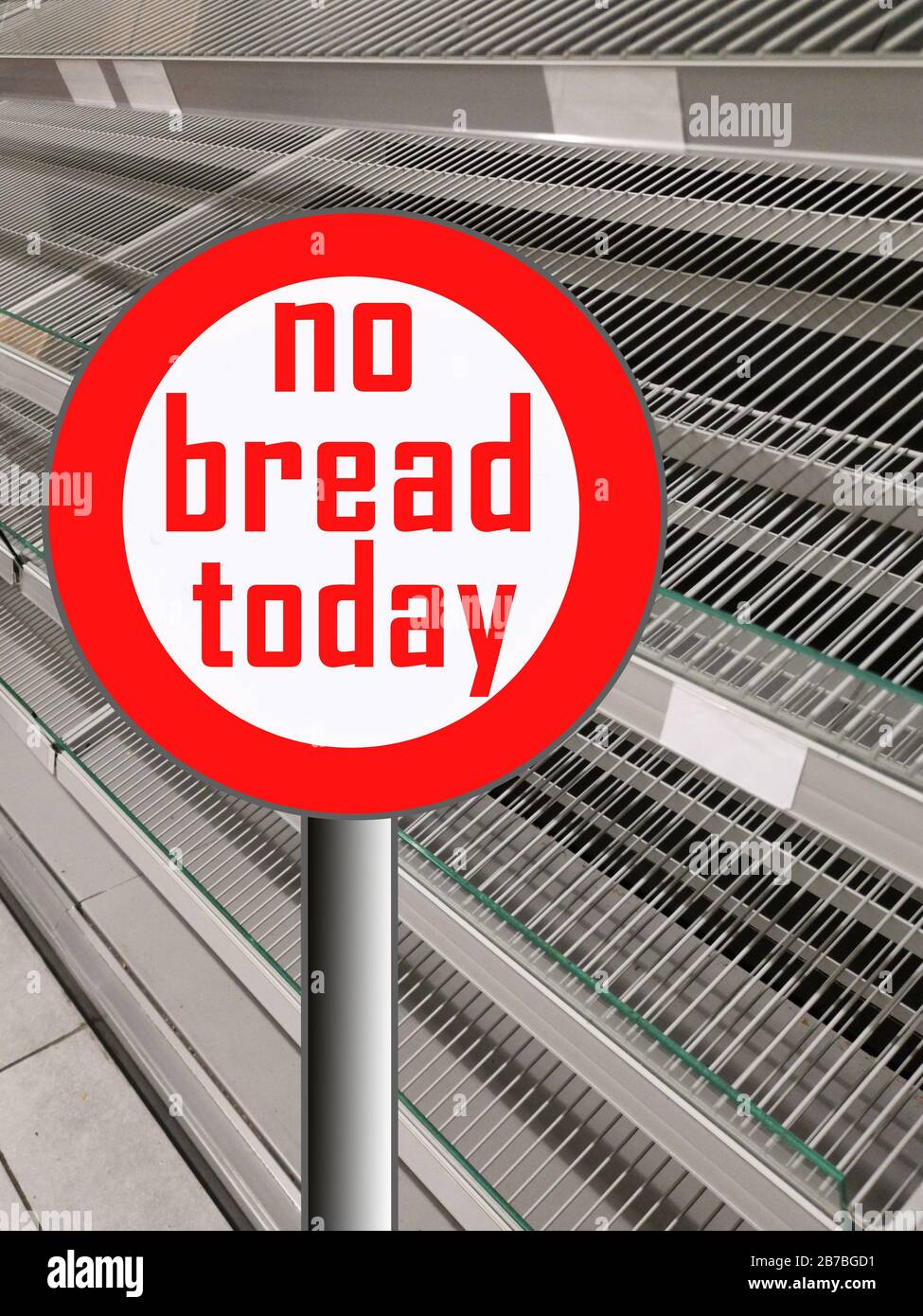 Empty shelves in store in The Netherlands, Europe, Supermarket with